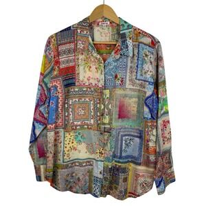 Johnny Was Colorful Patchwork Button Down Shirt